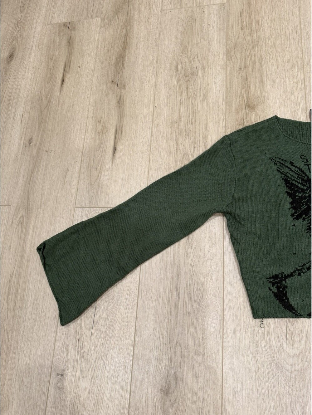 Hot Topic Sleep Token Green Cropped Knit Sweater Bell Sleeve Large - Picture 4 of 13